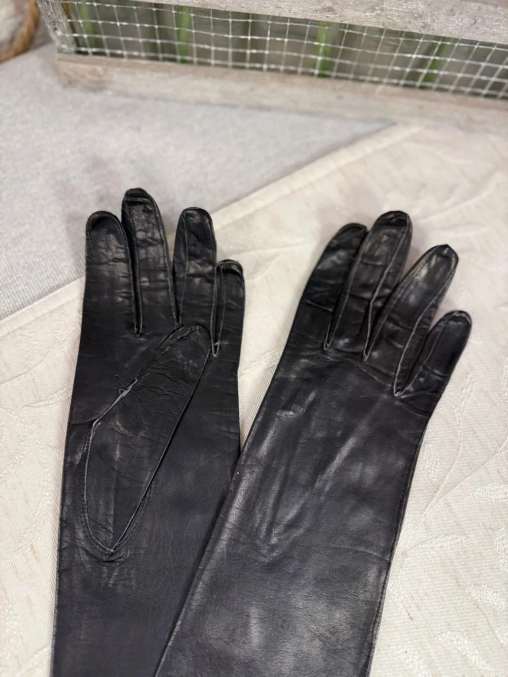 Vintage Italian Black Leather Opera Gloves Size 6.5‎ Made in Italy Formal “Note”
